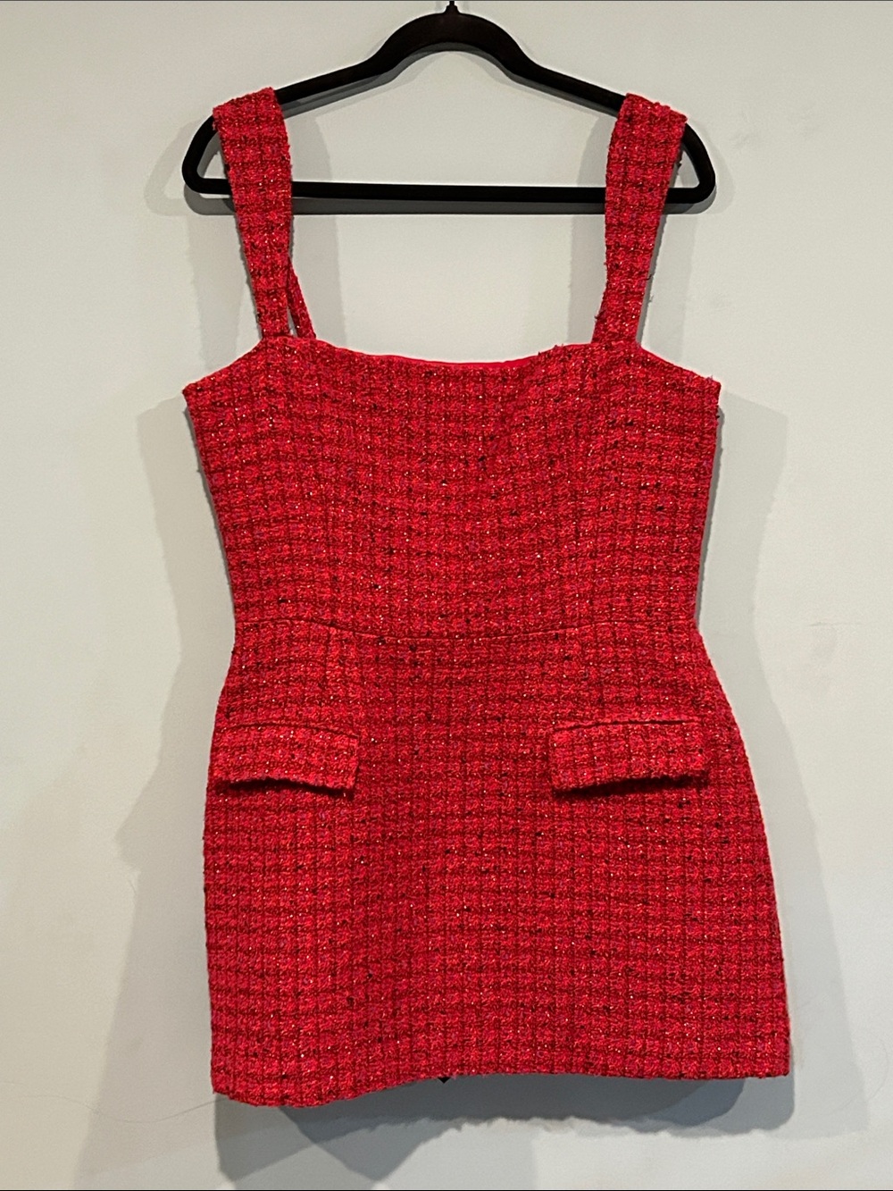 Amande Uprichard Bethany Skort Romper in Durham Tweed size XL Red Black FLAW